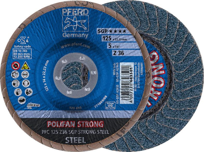 PFERD-Fächerschleifscheibe ZK
SGP ZIRKON STRONG 115 mm K36
gewölbt  P8314.0036 - Detail 1