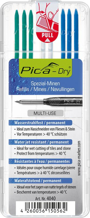 Ersatzminenset wasserfest
2xweiß/3xgrün/3xblau
für Pica-Dry P9756.1010 - Detail 1