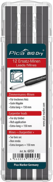 Ersatzminenset Zimmermann
Minen Graphit 2H Pica
Inhalt 12 Minen - Detail 1