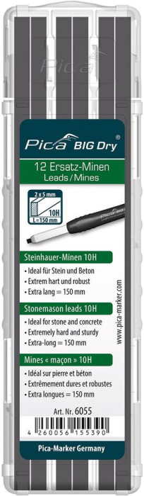 Ersatzminenset Steinhauer
Minen Graphit 10H Pica
Inhalt 12 Minen - Detail 1