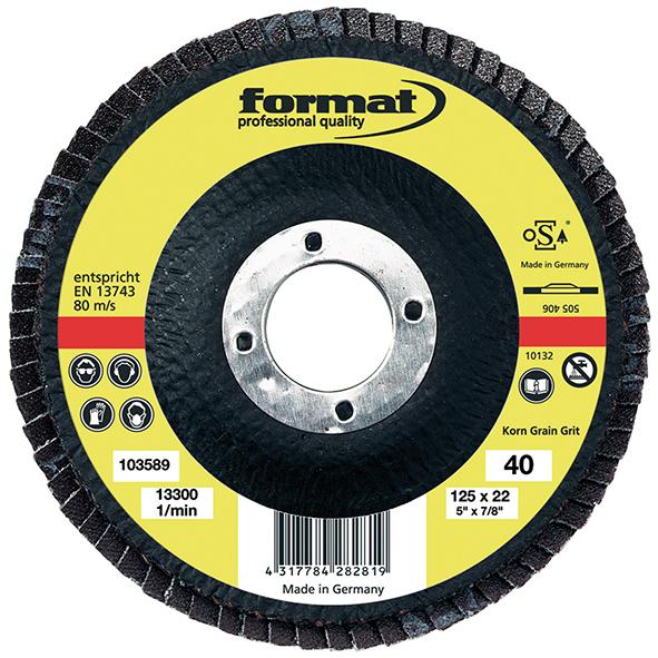 FORMAT-Schleifmopteller ZK
125 mm K40 gerade P8265.0040
f. Stahl-/Edelstahlbearb. - Detail 1