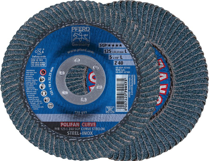 PFERD-Fächerschleifscheibe ZK
SGP ZIRKON CURVE 115 mm K40
radial/Kehln. 8 mm  P8317.0041 - Detail 1
