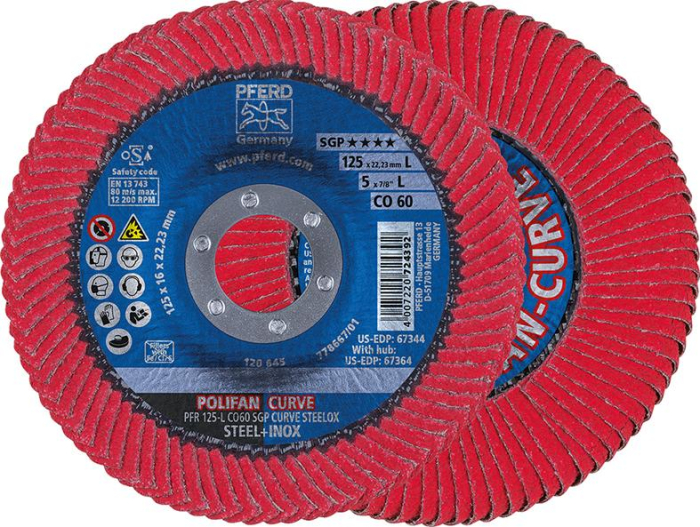 PFERD-Fächerschleifscheibe KK
SGP-CO CURVE 125 mm K60 radial
Kehlnaht 8 mm  P8320.0061 - Detail 1