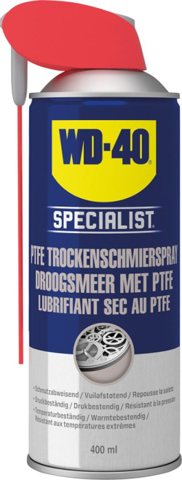 Polytetrafluorethylen-
Trockenschmierspray
Specialist Smart Straw
Spraydose 400ml WD-40 - Detail 1