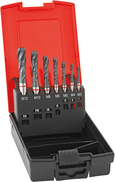 Maschinengewindebohrer
Set DIN371/376 Typ VG
Typ VG Form C
M3-12 FORMAT GT - Detail 1