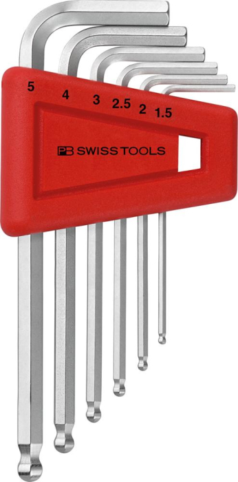 Winkelschraubendreher-
Satz im Kunststoffhalter
6-teilig 1,5-5mm
Kugelkopf PB Swiss Tools - Detail 1