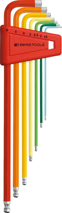 Winkelschraubendreher-
Satz im Kunststoffhalter
7-teilig 1,5-6mm Rainbow
Kugelkopf PB Swiss Tools - Detail 1