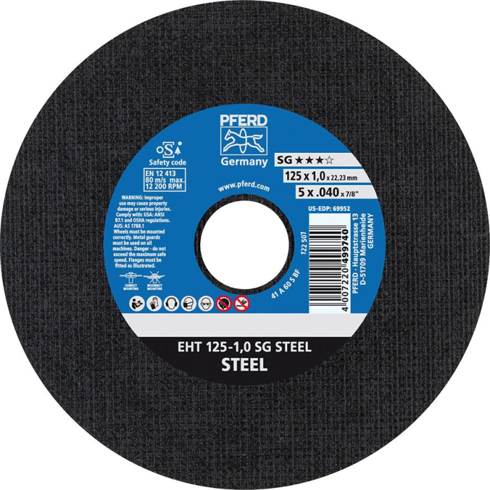 PFERD-Trennscheibe A24SSG
178 x 3.2 mm gerade f. Stahl
P8071.0178 - Detail 1