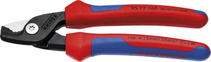 Kabelschere mit
Mehrkomponenten-Griffen
160mm schlanke Kopfform
KNIPEX - Detail 1