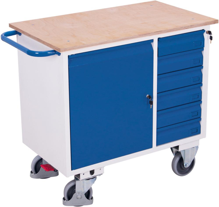Werkstattwagen 400kg
B1110xT600xH960mm
RAL 7035/5010 - Detail 1