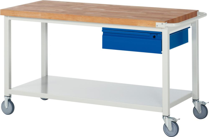 Werkbank fahrbar
B1500xT700xH880mm
RAL 7035/5010 BMP: 40mm - Detail 1