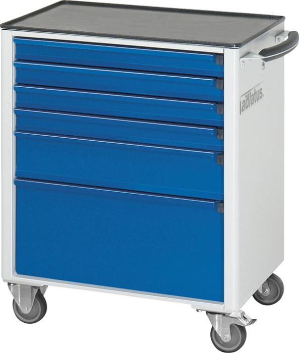 Werkzeugwagen
B700xT520xH860mm
RAL 7035/5010 Metall - Detail 1