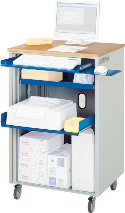 Computer-Tisch
B720xT660xH1100 mm
RAL 7035/5010 mobil - Detail 1