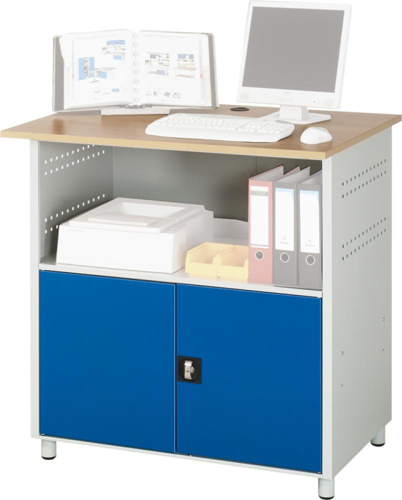 Computer-Tisch
B1100xT800xH1100 mm
RAL 7035/5010 stationär - Detail 1