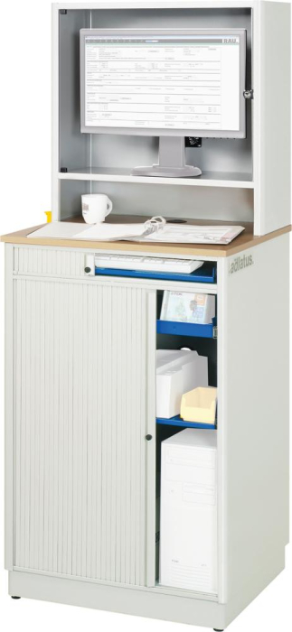 Computer-Tisch
B720xT660xH1810 mm
RAL 7035/5010 stationär - Detail 1
