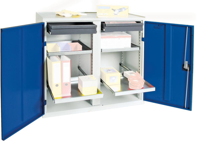 Werkzeugschrank
B1000xT500xH1000 mm
RAL 7035/5010 - Detail 1