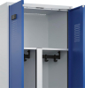 S/W-Gard.-Schrank EVOLO
mit untergeb. Sitzbank
RAL 7035/5010, 4 Abteile - More 4