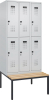 Doppelst. Schrank EVOLO
mit untergeb. Sitzbank
RAL7035/7035, 3x2Abteile - More 4
