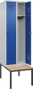 Garderobenschrank EVOLO
mit untergeb. Sitzbank
RAL 7035/5010, 2 Abteile - More 5