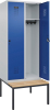 Garderobenschrank EVOLO
mit untergeb. Sitzbank
RAL 7035/5010, 2 Abteile - More 5