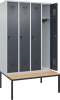 Garderobenschrank EVOLO
mit untergeb. Sitzbank
RAL 7035/7016, 4 Abteile - More 5